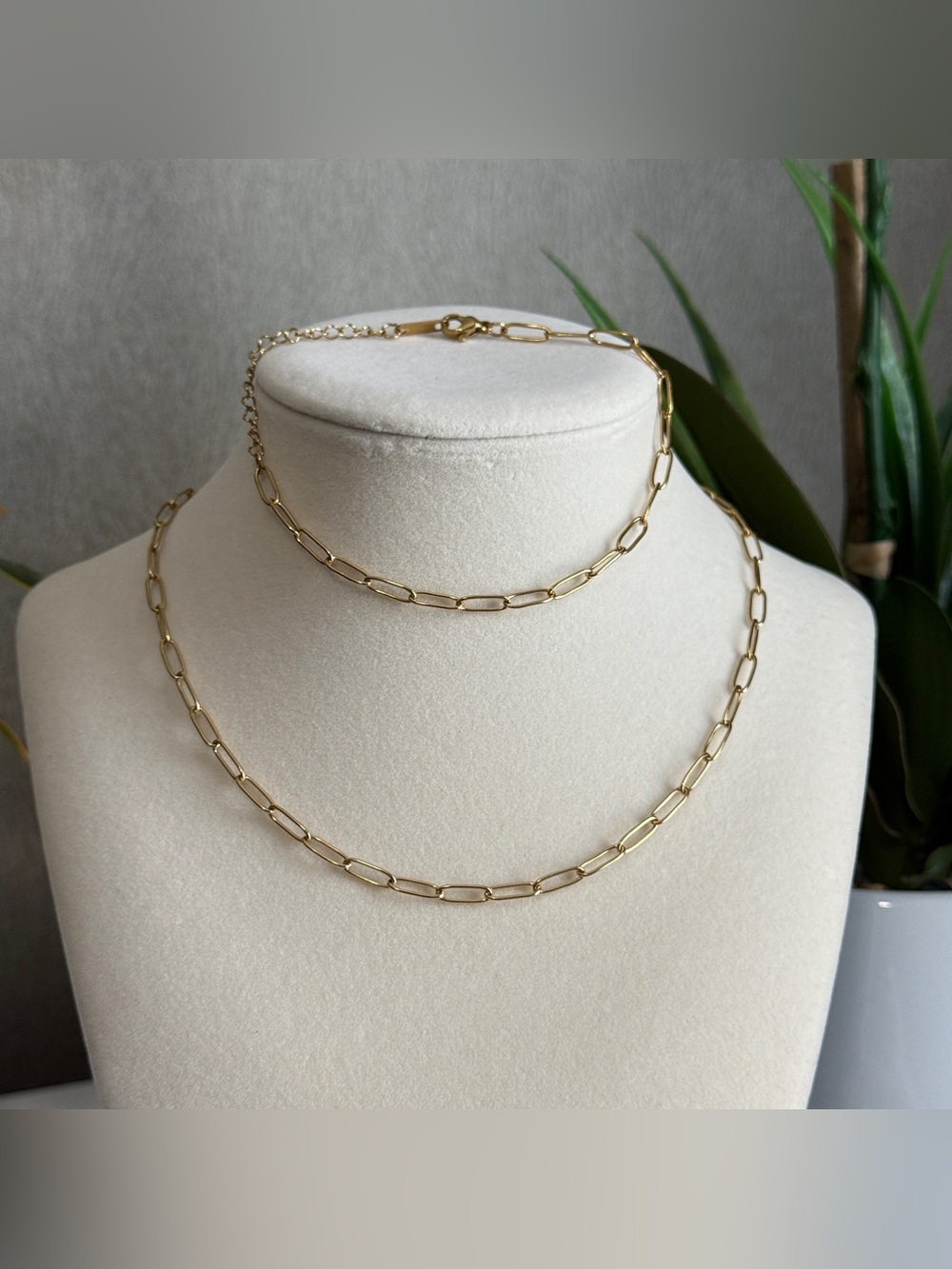 Stainless Steel Waterproof Fade Resistant Gold-Plated Necklace and Bracelet Set